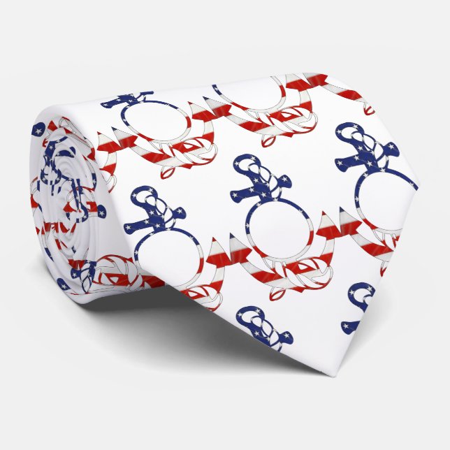 American Flagga Nautical Anchor Neck Tie Slips (Rullad)