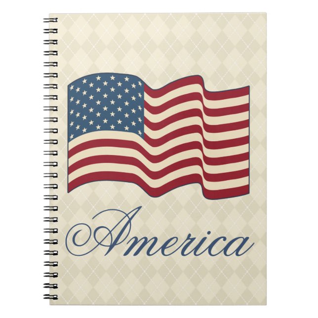American Flagga Notebook School Journal Gift Anteckningsbok (Framsidan)