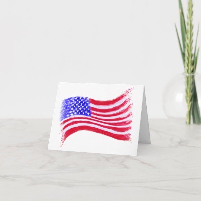 American Flagga Notecard Stationery Tack Kort (Framsida)