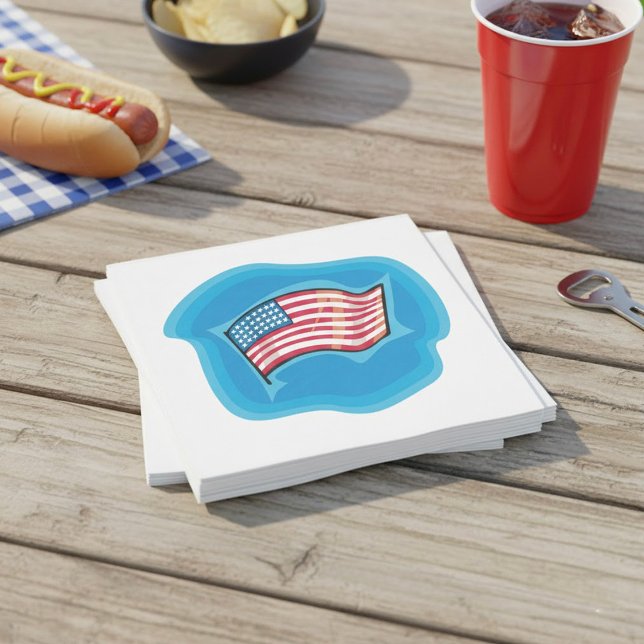American Flagga on Blue Napkins Pappersservett (Skapare uppladdad)