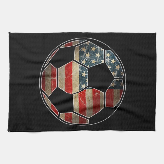 American Flagga on Soccer Ball - Ocer Ball Flagga Kökshandduk (Horisontell)