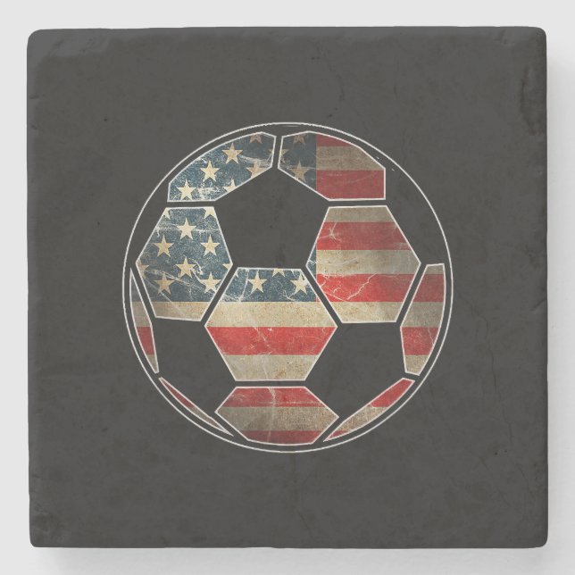 American Flagga on Soccer Ball - Ocer Ball Flagga Stenunderlägg (Framsidan)