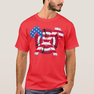 American Flagga on Throwing Ax Funny Ax Thrower T Shirt