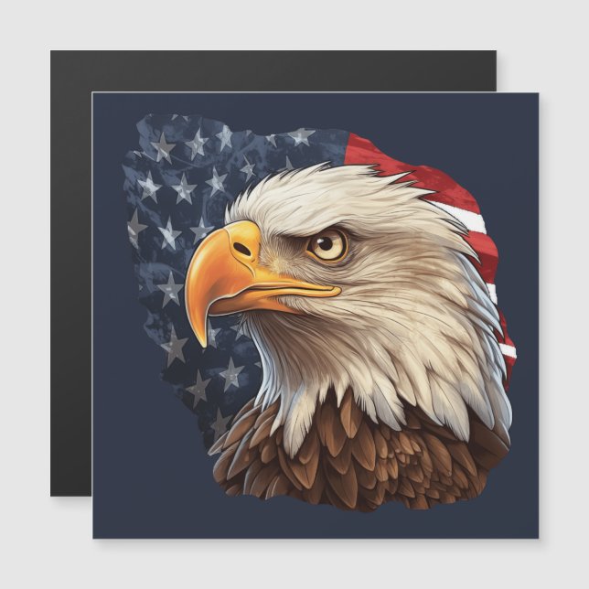 American Flagga Örn Magnet (Fram/baksida)