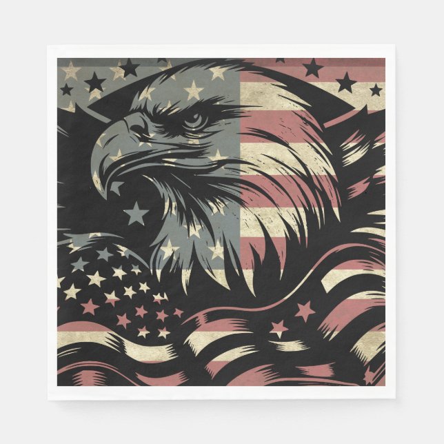 American Flagga Örn Patriotic Pappersservett (Framsidan)