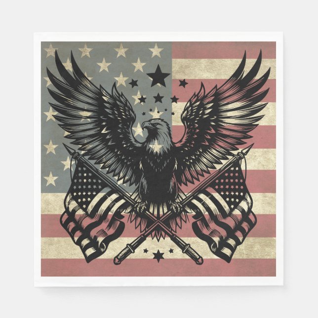 American Flagga Örn Patriotic Pappersservett (Framsidan)