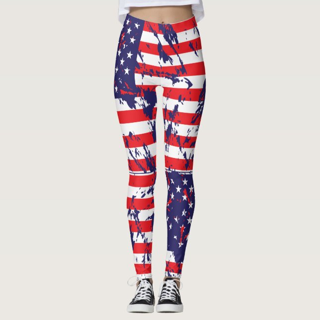 American Flagga Paint Splatter Leggings (Framsida)