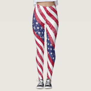 American Flagga Paint Splatter Patriotic Leggings