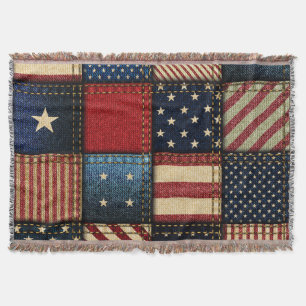 American Flagga, Patchwork Seamless Mönster. Filt