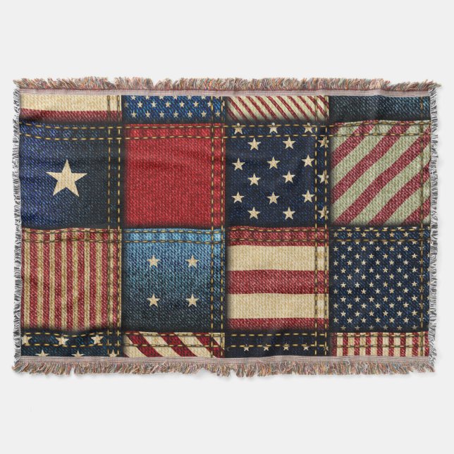 American Flagga, Patchwork Seamless Mönster. Filt (Framsidan)