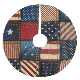 American Flagga, Patchwork Seamless Mönster. Julgransmatta Borstad Polyester