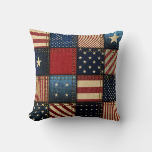 American Flagga, Patchwork Seamless Mönster. Kudde