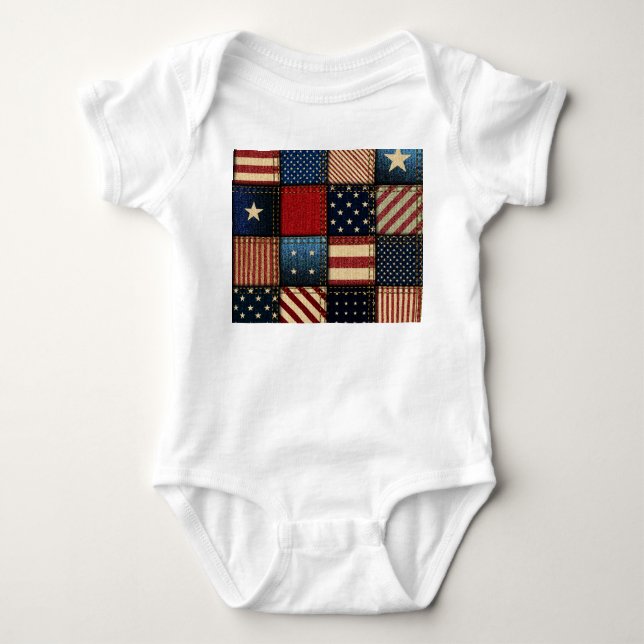American Flagga, Patchwork Seamless Mönster. T Shirt (Framsida)