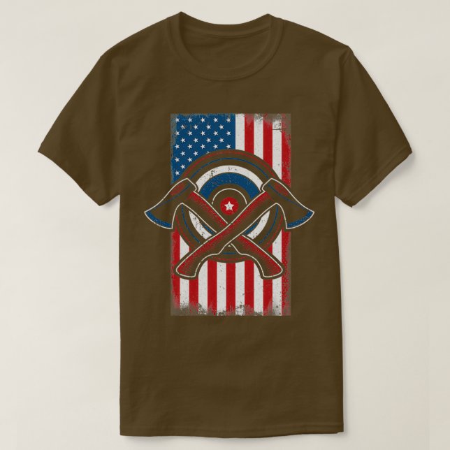 American Flagga Patriot Ax Throwing Coola Ax Throw T Shirt (Design framsida)