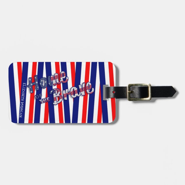 American Flagga Patriotic 4:e juli, Rand Bagagebricka (Horisontell Framsida)