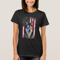 American Flagga Patriotic Alaska Malamute Hund 4th