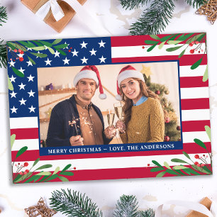 American Flagga Patriotic Anpassningsbar Photo Julkort