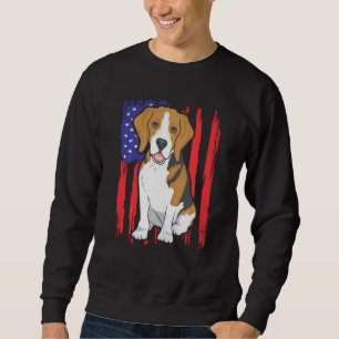 American Flagga Patriotic Beagle Hund Animal Lång Ärmad Tröja