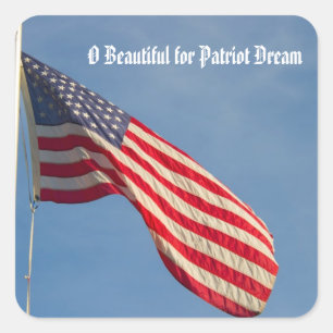 American Flagga Patriotic Blå himmel Personalize Fyrkantigt Klistermärke