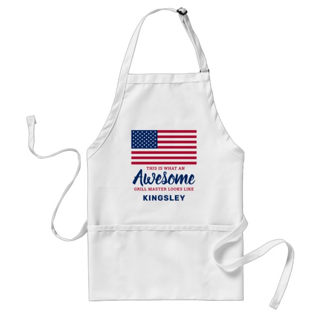 American Flagga Patriotic Fantastisk Grill Master Förkläde (Framsidan)