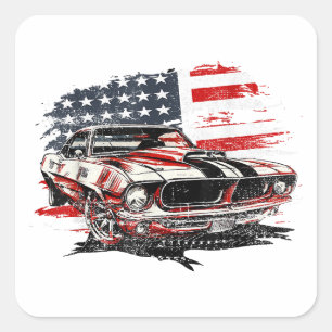 American Flagga Patriotic Fyrkantigt Klistermärke