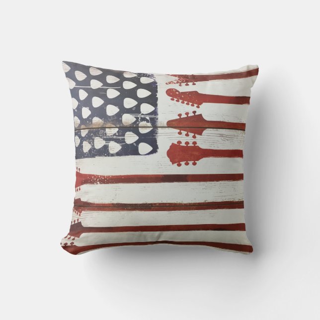 American Flagga patriotic Guitar Music Kudde (Framsida)
