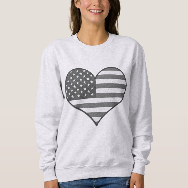 American Flagga Patriotic Heart T Shirt (Framsida)
