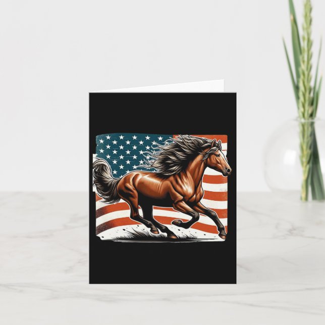 American Flagga Patriotic Horse  Far Kort (Framsida)