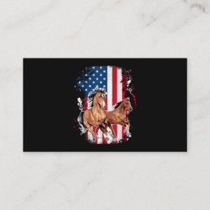 American Flagga Patriotic Horse Far Visitkort