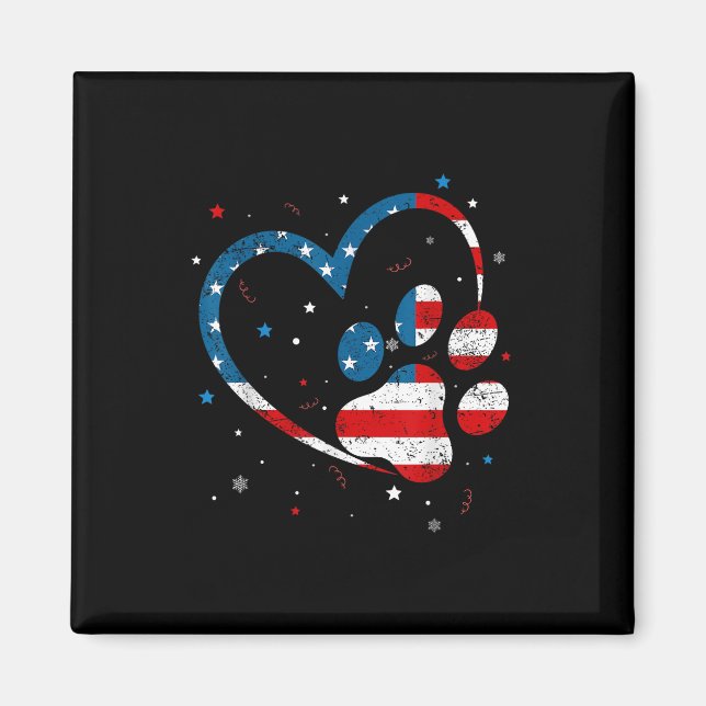 American Flagga Patriotic Hund&amp; Cat Paw Skriv  Magnet (Framsidan)
