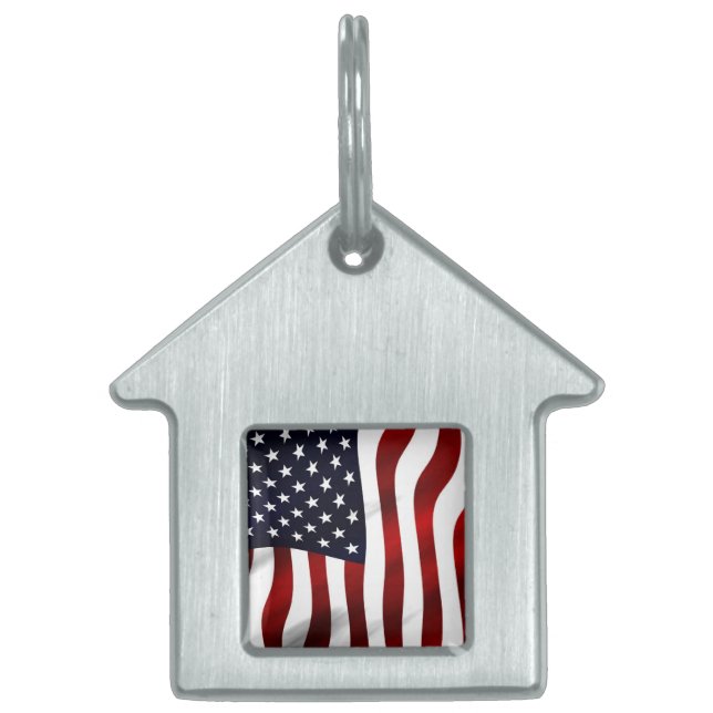 American Flagga Patriotic Independence day ID-bricka Husdjur (Framsidan)
