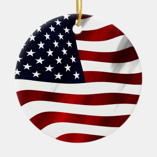 American Flagga Patriotic Independence day Julgransprydnad Keramik (Framsidan)