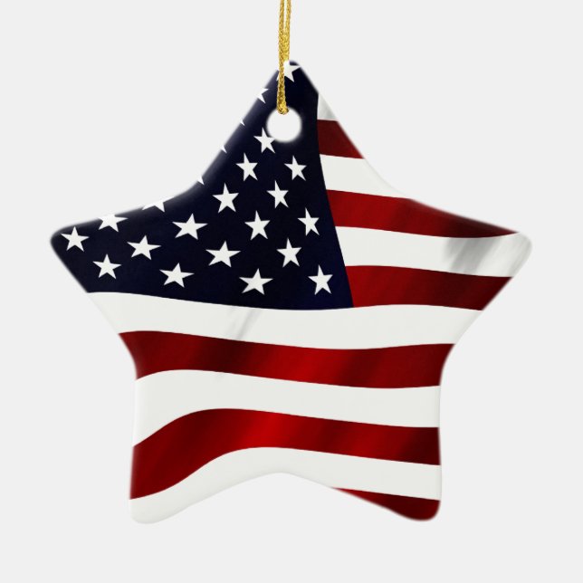 American Flagga Patriotic Independence day Julgransprydnad Keramik (Framsidan)