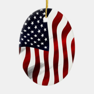 American Flagga Patriotic Independence day Julgransprydnad Keramik