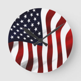 American Flagga Patriotic Independence day Rund Klocka