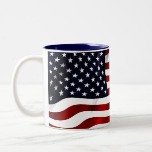American Flagga Patriotic Independence day Två-Tonad Mugg