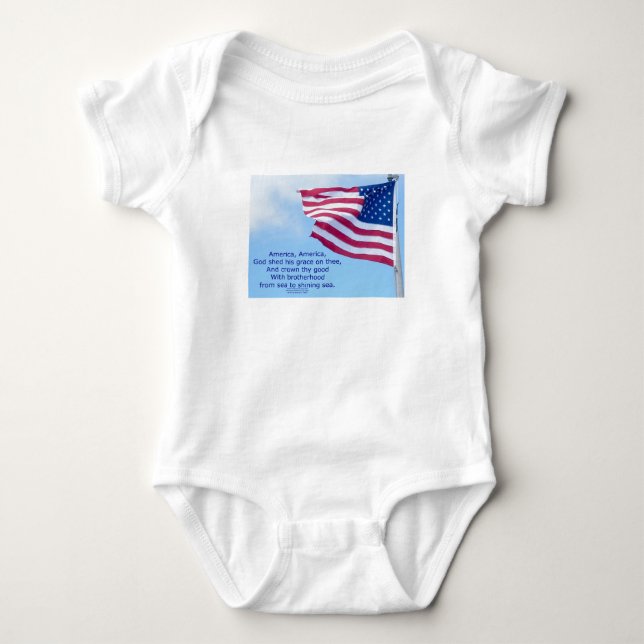 American Flagga Patriotic Infant Creeper T-shirt (Framsida)