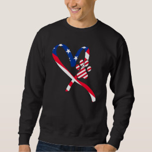 American Flagga Patriotic Kärlek Hund Tass Animal Lång Ärmad Tröja