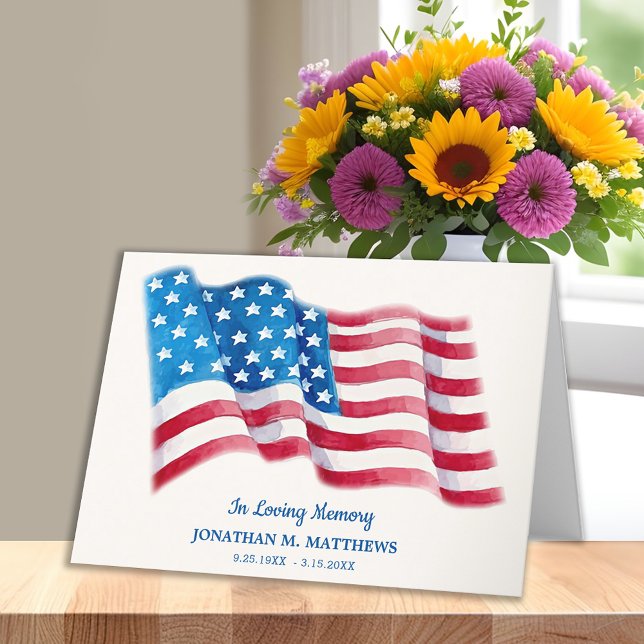 American Flagga Patriotic Memorial Veteran Funeral Tack Kort (Skapare uppladdad)