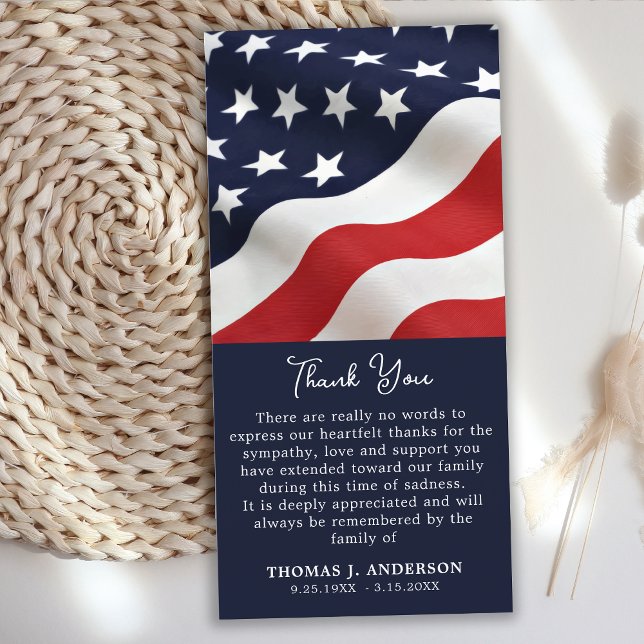 American Flagga Patriotic Memorial Veteran Funeral Tack Kort (Skapare uppladdad)