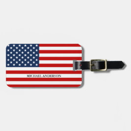 American Flagga Patriotic Namn Travel Bagagebricka