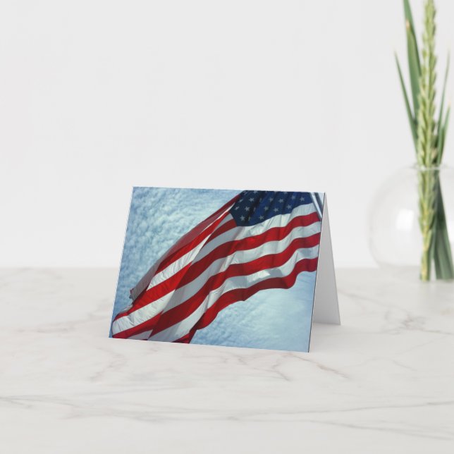 American Flagga - Patriotic Note Card - Tack Kort (Framsida)