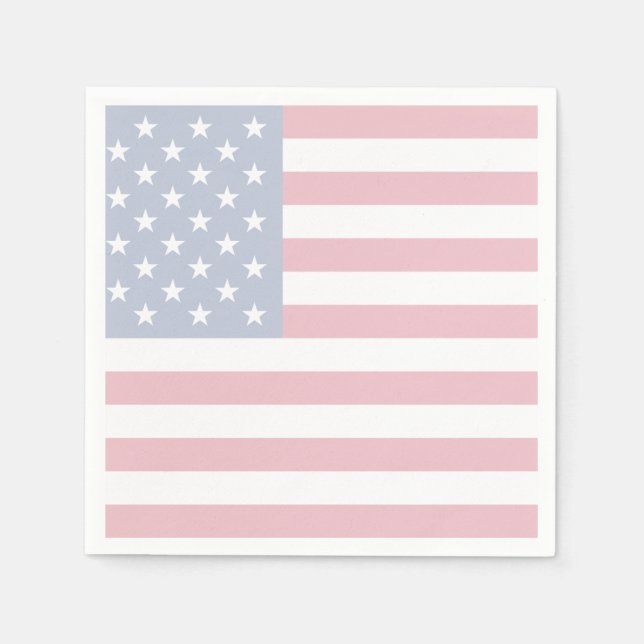 American Flagga Patriotic Papper Cocktail Napkins Pappersservett (Framsidan)