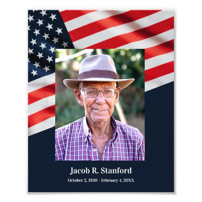 American Flagga Patriotic Photo Firande of Life Fototryck (Framsidan)