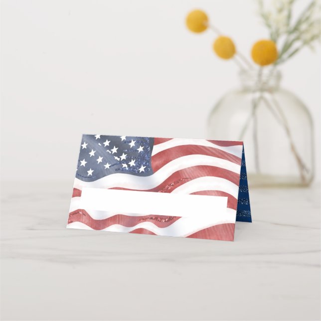 American Flagga Patriotic Placeringskort (Framsida)