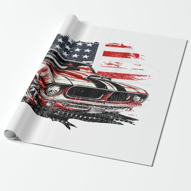 American Flagga Patriotic Presentpapper (Utrullad)