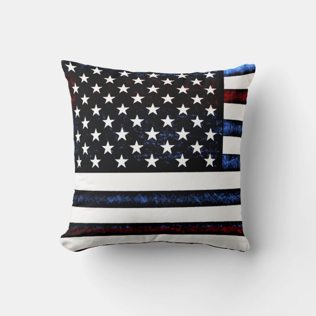 American Flagga Patriotic Rött vitt blått Pillow Kudde (Framsida)