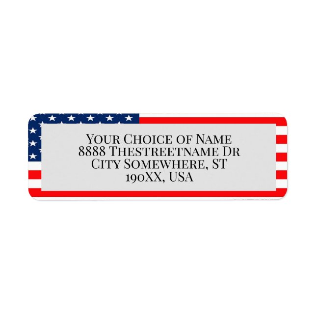 American Flagga Patriotic U.S. Home Returadress Etikett (Framsidan)