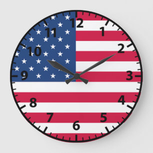 American Flagga Patriotic Veterans Wall Clock Stor Klocka