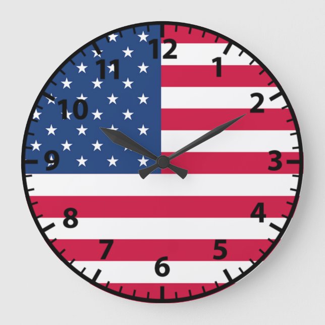American Flagga Patriotic Veterans Wall Clock Stor Klocka (Framsida)